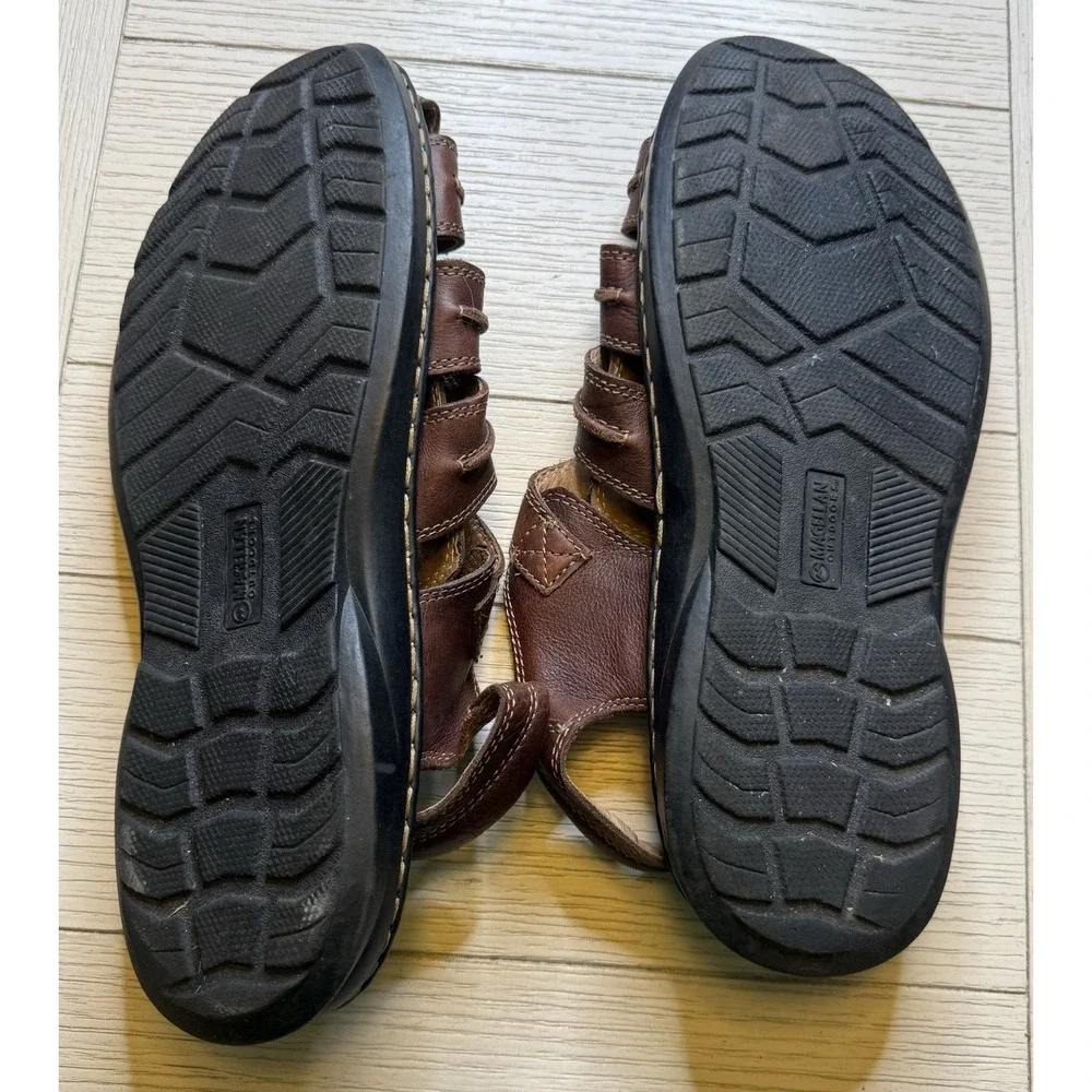 Magellan‎ Men's Brown Leather FWMFSS1014 Fisherman Hook & Loop Sandals Shoes 13